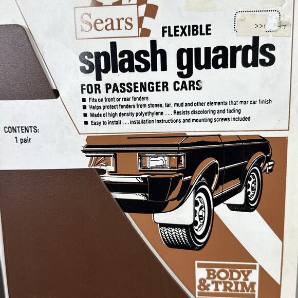 Vintage Sears Flexible Splash Guards Brown Car Set Of 2 4 Pieces Mud Flaps - Picture 2 of 7